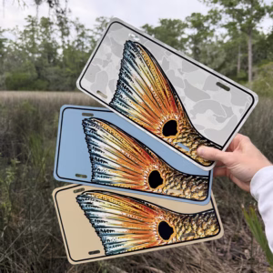 Redfish Tailing Illustration Aluminum License Plate